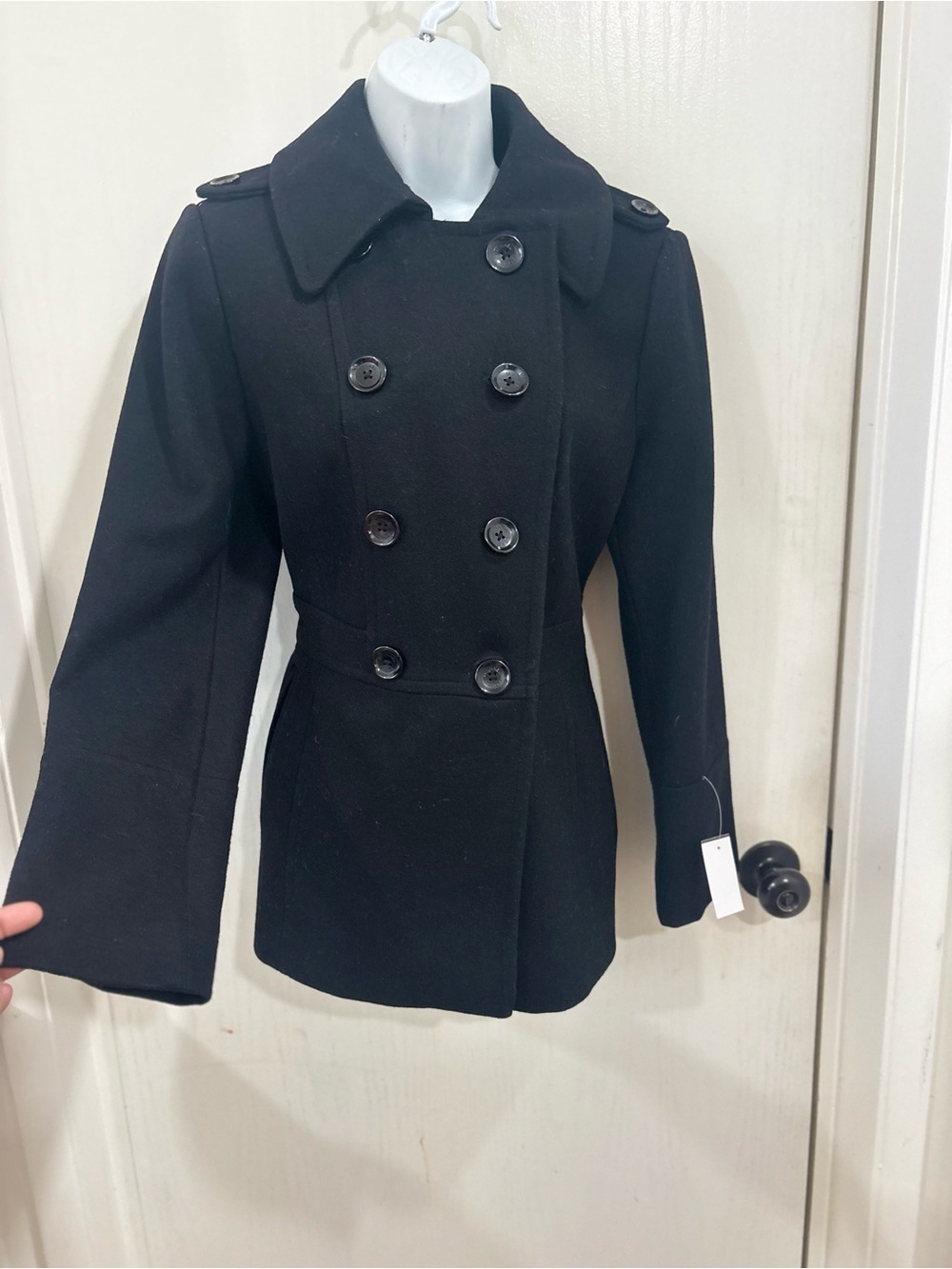 Michael Kors Black Double-Breasted Peacoat